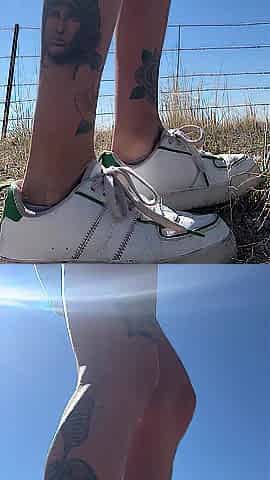 Piddle Whore pissing on side of road!