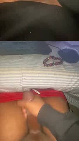 Solo masturbation with a little surprise