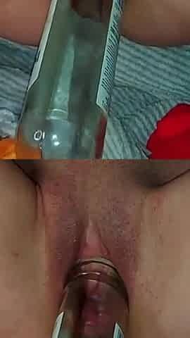 Bursting with a Bottle! Double Penetration!