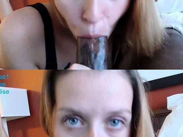 Busty blonde slut gives big cock a juicy blowjob in POV