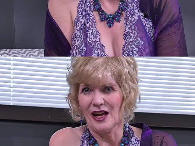 American gilf Sindee Dix gets horny in pantyhose
