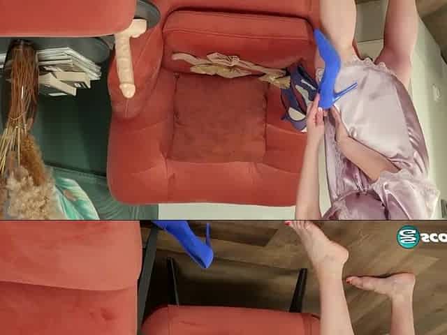 49-year-old mommy Stella dresses, disrobes and screws herself with a large toy