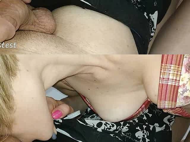 Stepmom Collects All His Cum in Her Cute Mouth