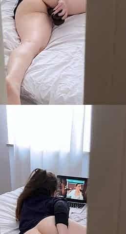 Kinky moist taco brunette anal toy play during masturbating