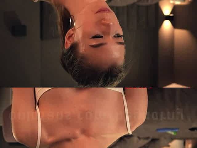 Small titted teen girl in stockings sucking Dick