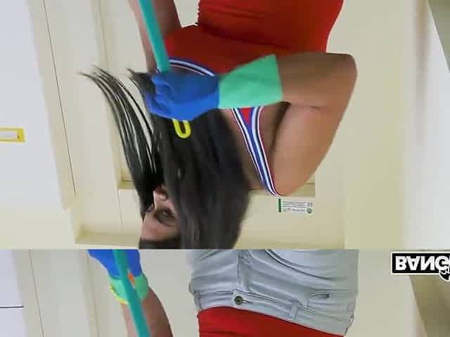A breasty maid, gives great anal-act of love large melons and bubble booty, great jizz flow at the end