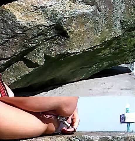 Blonde and her outdoor solo masturbation