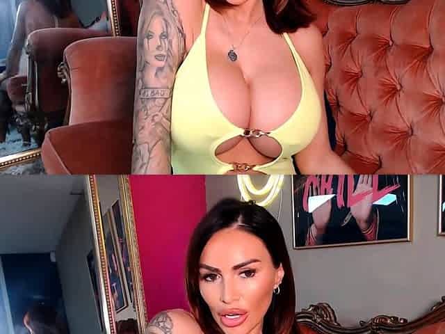 Gemma Massey bounces her massive pierced tits riding a toy