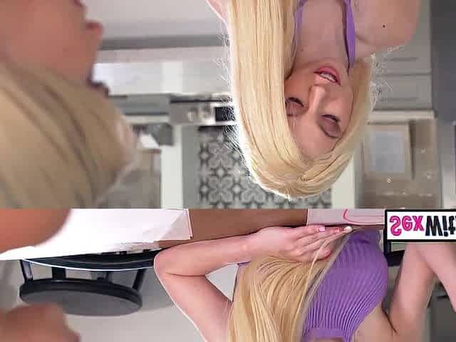 Small teen step sister and her concupiscent booty BFF have a trio with step bro