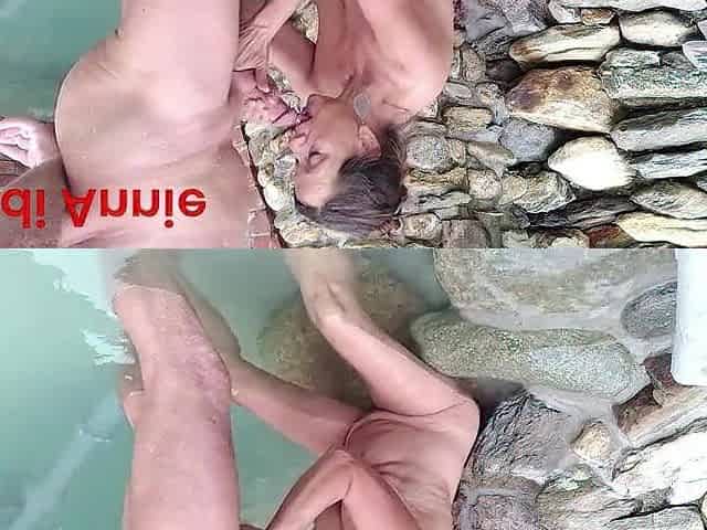 Hawt GIF Candi Annie Sucks and Screws Old Guy in Fountain