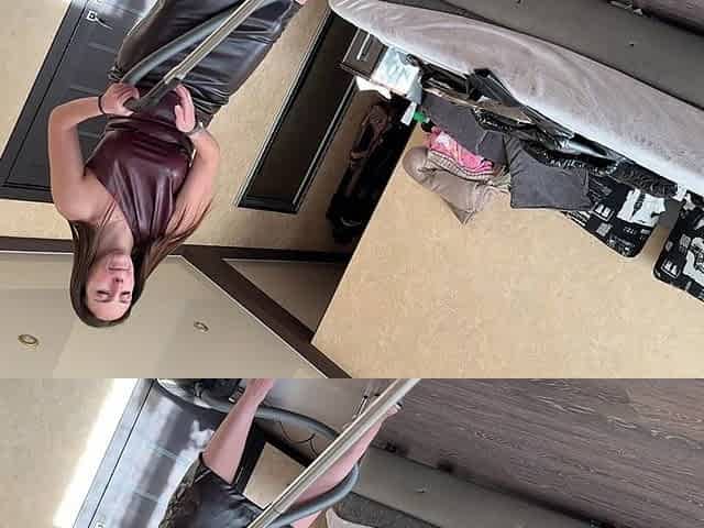 Vacuum Leather Skirt Cum Play POV