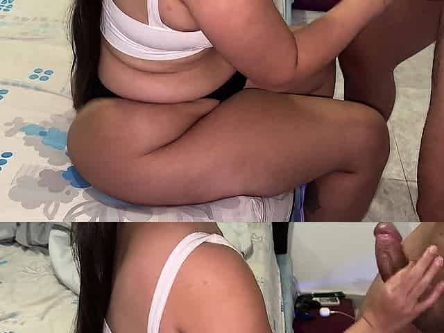 Stepmother gives him a tugjob and then lets him screw her BIGGEST BUTT!