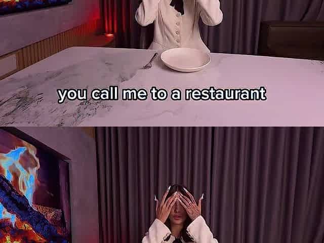 A hawt angel came on a date and realized this babe had no money