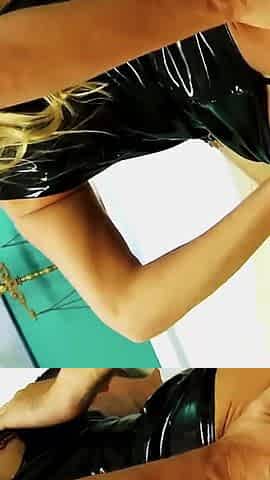 Slutty Blonde Nurse Michelle Thorne in Latex Gets Her Big Tits Covered in Cum