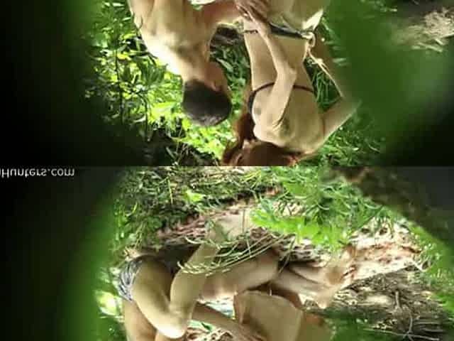 Tatooed redhead fucks at the forest (real voyeur)