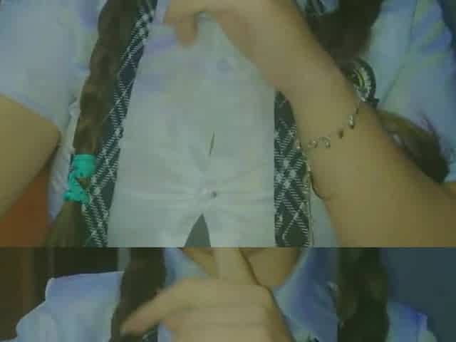 sex and hawt student wearing uniform is caught touching herself and groaning during virtual class