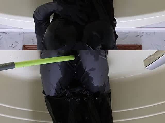 WWM - Ebony Corset and Zentai Inflation