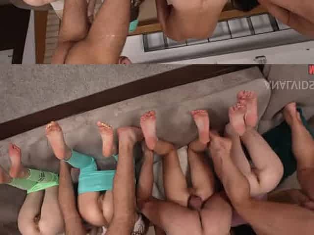 The guys invited Russian bitches to visit for a bright orgy