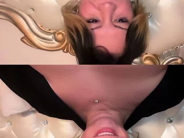 BBW Blonde milf playing with her fat boobs on sofa