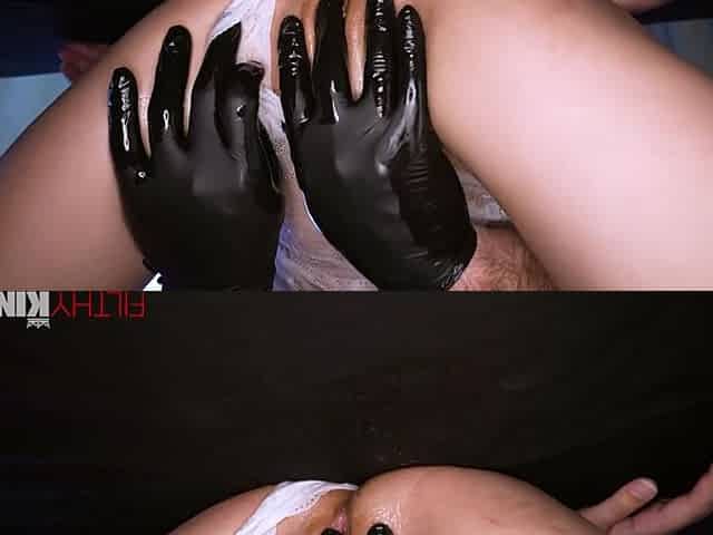 Voluptuous woman in underthings receiving caresses and intercourse.