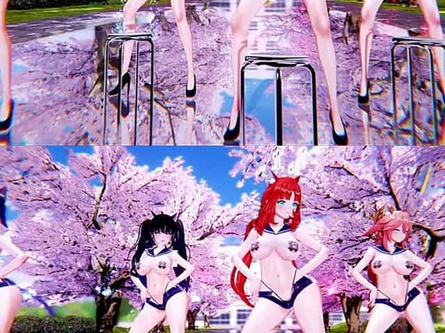 [mmd] Rollin' Four-person Erotic Costumes; Sailor Uniforms; Stockings