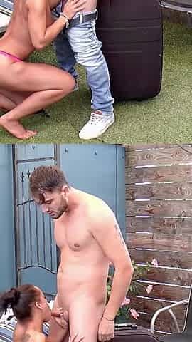 Wild Outdoor DP Pounds Blonde Babes Pussy and Ass