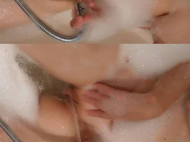 Hot Wife Gets Clit Orgasm From Water Stream in the Bathroom