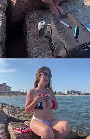 Exhibitionist Wife Flashes at Public Beach