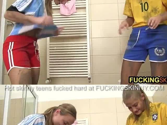 Trio with 2 slim hawt chicks after the world cup