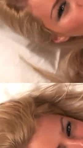 Beautiful blonde wakes up horny and plays her wet pussy with dildo