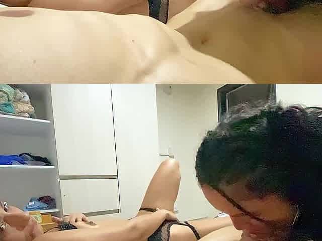 THREESOME! My girlfriend's most good ally enters our room!