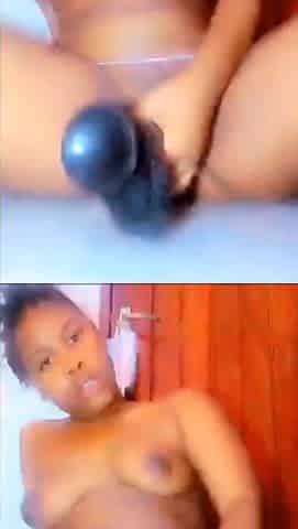 African Bad Slut Huge Dildo Stretching Cunt to the Max