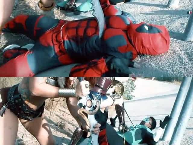 Foursome Cosplay featuring Deadpool, wonderwoman, Red Sonja and Green Lantern