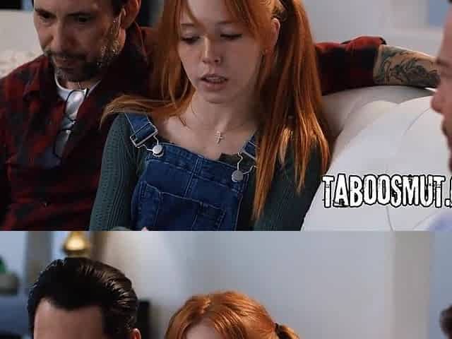 Pervy Stepdad Shares His Redhead Stepdaughter With A Social Worker