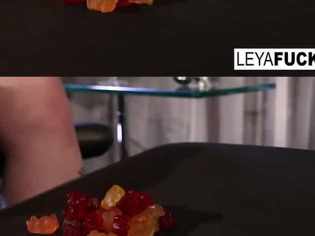 Leya Falcon : Leya Falcon shows 16 licorice sticks inside her ass