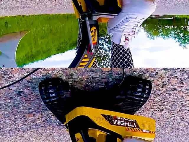 Large excavator is destroyed kicked, trampled, crushed, smashed, crushed, broken plastic car, crush