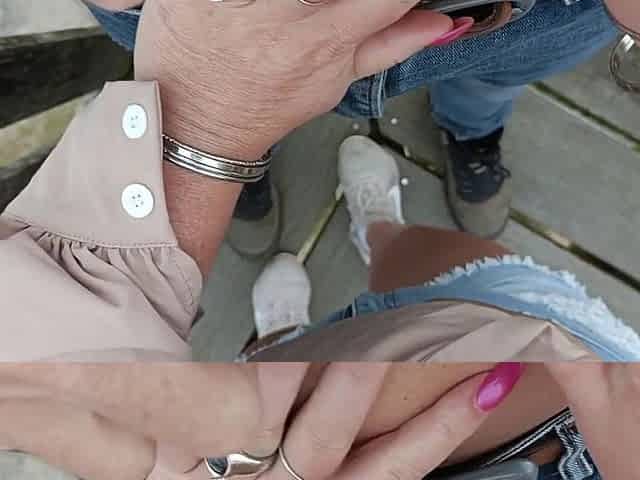 My stepmom Judith opened my pants and started jerking me off in the park. Extreme close up handjob!