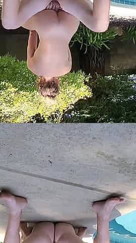 Sexy Blonde Gets Facial in the Pool