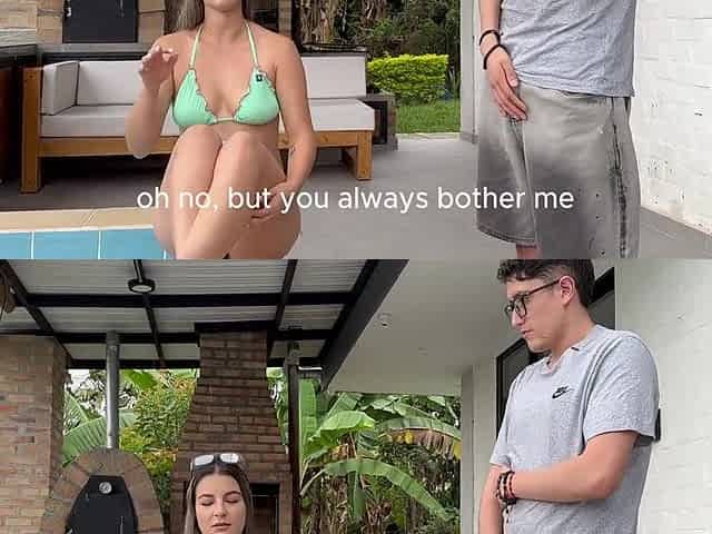 My Big Dick Nerdy Stepbrother Rutting With My Boyfriend And Fucking My Pink Pussy Outside My House!