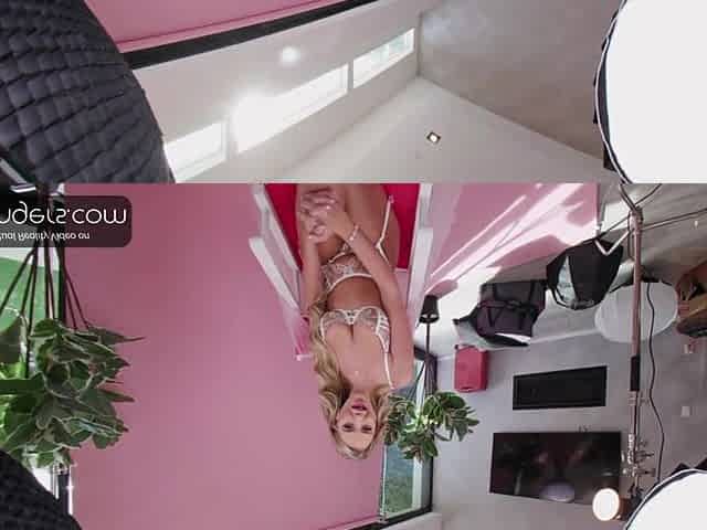 VR Bangers: Hawt Golden-haired Blake in Underware Sucks a Giant Ramrod and Shows Her Hirsute Snatch