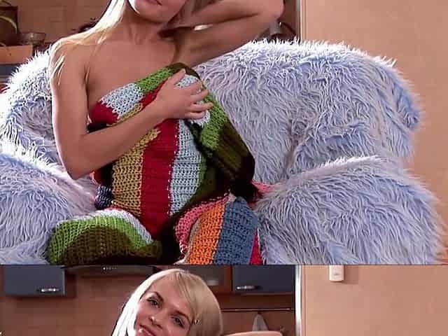 Perky Tits Petite Carmen H Pussy Plays Herself On A Plush Armchair!