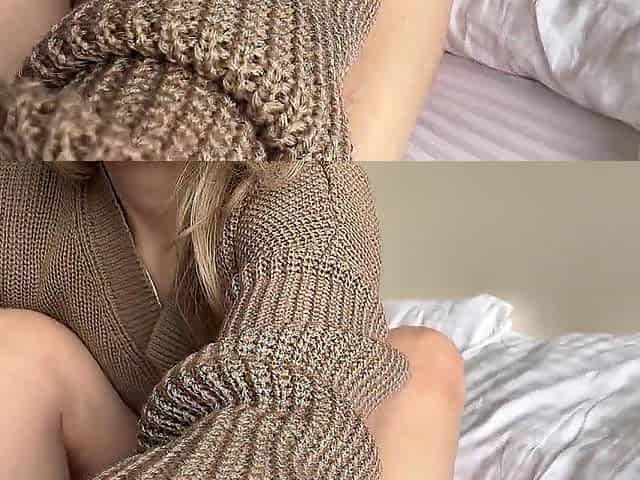 Cozy Gal in Sweater, Socks and Nude Cunt