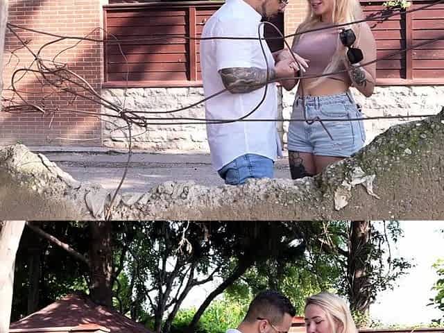 Picked up blonde gets dick in public