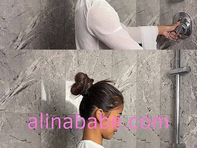Oriental Twerking Hottie Taking A Shower With Her Large Booty