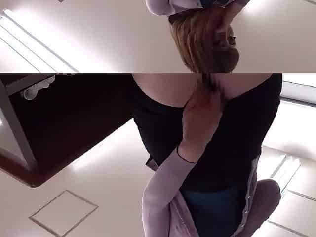 She gives a blowjob while her breasts are fondled, licked, and fucked.