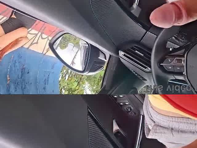 A risky masturbation session in the street for a student who was at the bus stop.