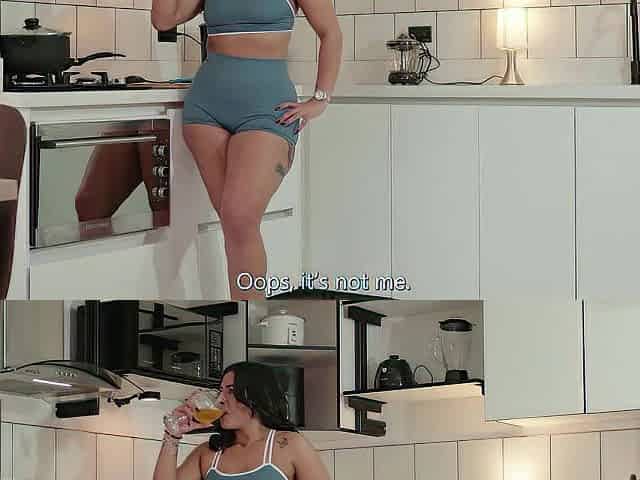 My roommate bangs me hard in the kitchen