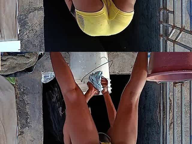 Washing My Dad's Garments After Her Drilled the Piddle Out My Vagina!!