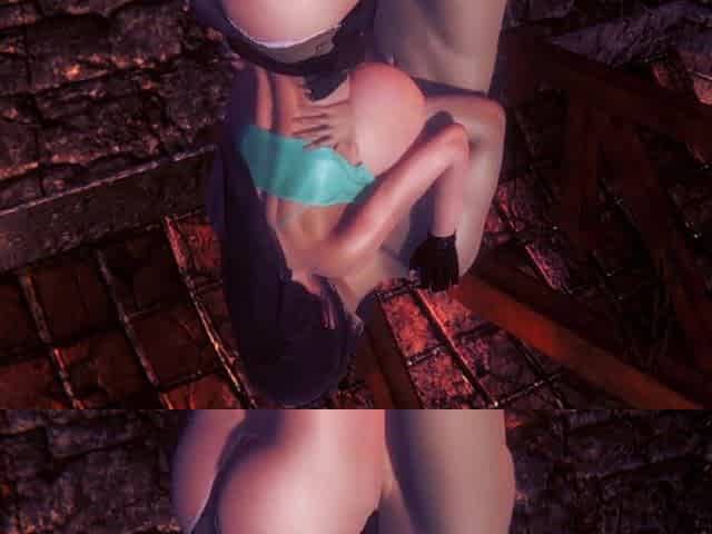Lara Croft with large breasts giving your snatch in a cave (Tomb Raider)