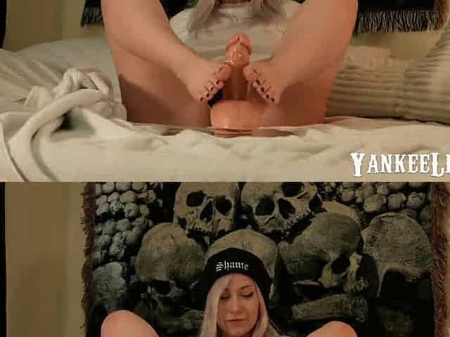 Goth Girl Footjob with Dildo - Big Ass Tattooed Teen Jerks You Off
